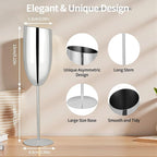 TJ Champagne Glasses Set of 2 Stainless Steel Champagne Flutes 8.5 oz - Image 2