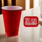 Apple Red Plastic Cups - 12 oz. - Versatile Drinkware - Image 4
