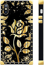 Compatible with iPhone XR Case, Shine Gold Rose Luxury Golden Decoration - Image 3