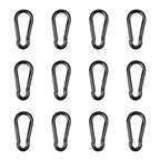 Black Carabiner, Heavy Duty Galvanized Steel Spring Snap Hook Carabiner Clips by High-PQ