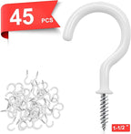 Cup Screw Hooks, 1-1/2 Vinyl Coated Ceiling 45 Pack Screw in Hooks Plant Hanger - Image 2