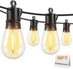 Brightever LED Outdoor String Lights 36FT, Patio Lights Outdoor Waterproof by Brightever