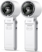 KIMMOO 2 Pack White Portable Handheld Turbo Fan-100 Speeds, Powerful 20000 RPM by KIMMOO