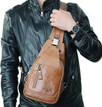 Hebetag Leather Sling Bag Hiking Daypack - Image 2