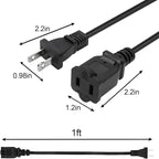 Short Extension Cord 1 FT, US Male/Female Power Cable - Image 5