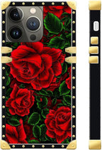 Compatible with iPhone 13 Pro Max Case, Vector Red Rose Green Leaf Luxury - Image 3