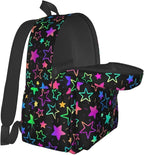 cfpolar 17 Inch Backpack Bright Neon Stars Laptop Bag Shoulder Bag School - Image 8