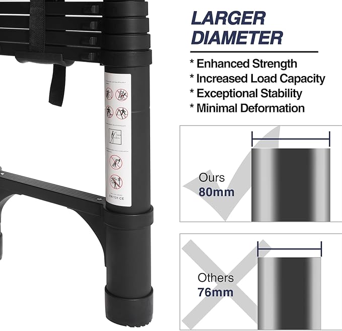 BOCOM 14.5 FT Aluminum Telescoping Ladder, Lightweight Multi-Purpose - Image 2
