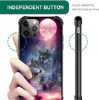 for iPhone 11 Pro Case, Star Two Wolfs Howling Pattern Graphic Design Girl Boy - Image 5