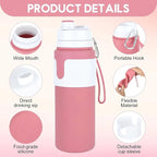 LemonRoad 2 Pcs 26 oz Silicone Collapsible Water Bottle, Portable Foldable - Image 3