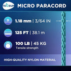 TECEUM Micro Paracord – 1.18 mm X 125 ft – Micro Utility Cord – Thin Braided - Image 2