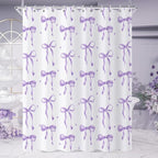 Purple Bow Shower Curtain, Lavender Modern Aesthetic Bowknot - Image 3