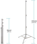 NEEWER 102"/2.6m Stainless Steel Light Stand, Spring Cushioned Heavy Duty - Image 4