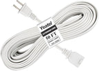 50FT White Extension Cord, 2 Prong Extension Cords Indoor, 16 Gauge SPT-2 Flat by Yeatel