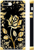 Compatible with iPhone 8 7 SE Case, Shine Gold Rose Luxury Golden Decoration - Image 3