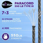 TECEUM Reflective Paracord Rope 1000 – 1000ft/200ft/100ft/50ft – 40+ Colors – - Image 2