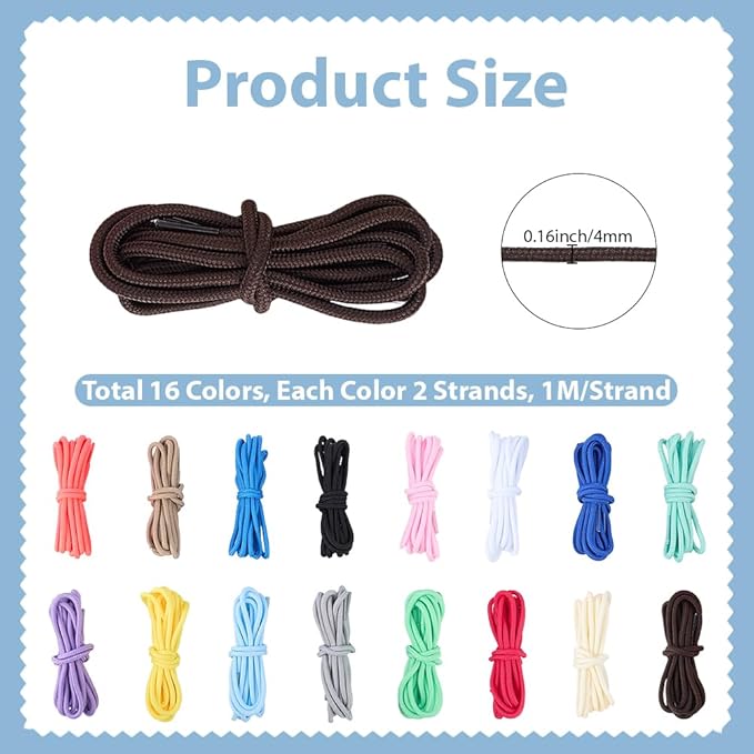 32 Strands 16 Colors 4mm Paracord Keychain Rope Keychaincord 105 FT Polyester - Image 2