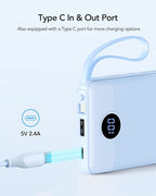 VRURC 10000mAh Power Bank Built-in Cables, Portable Charger - Image 4