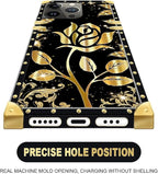 Compatible with iPhone 15 Pro Case, Shine Gold Rose Luxury Golden Decoration - Image 5