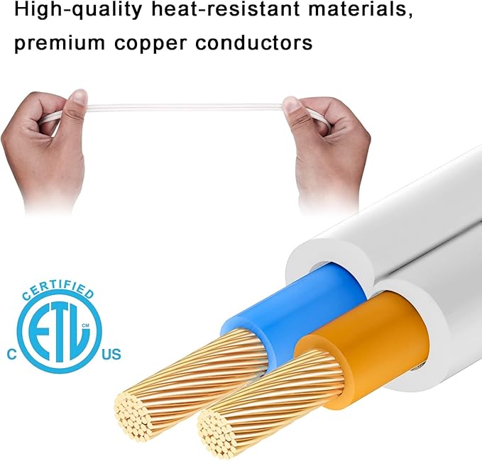 5 FT Extension Cord, 18 AWG Small Polarized Male-Female Power Cable - Image 3