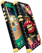 Compatible with iPhone 14 Pro Max Case, Queen Lip Crown Leopard Print Luxury - Image 3