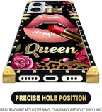 Compatible with iPhone 16 Case, Glitter Red Rose Queen Leopard Lipstick Luxury - Image 6