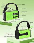 Emergency Crank Radio, 20000mAh / 74000mWh Solar Hand Crank Weather Radio - Image 6