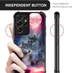 for Samsung Galaxy S21 Ultra Case, Star Two Wolfs Howling Pattern Graphic - Image 4