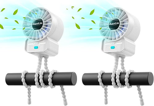2 Pack Multifunctional Portable Stroller Fan 4 Speed 6600rpm High Speed Usb by AaoLin