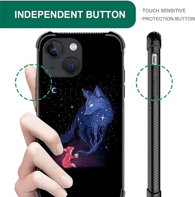 for iPhone 13 Case, Galaxy Fox Wolf Pattern Graphic Design Girl Boy Soft - Image 6