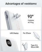 VEEKTOMX Portable Charger with Built in Cables 10000mAh, Power Bank - Image 8
