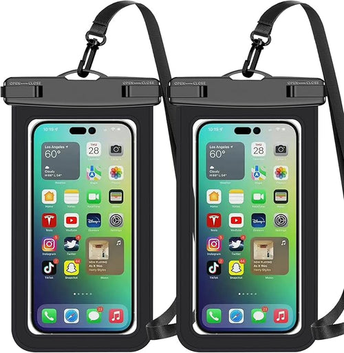 2 Pack Black Universal Waterproof Phone Pouch, Large Phone Waterproof Case Dry by Famoby