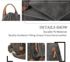 KL928 PU Leather Vintage Backpack – Large Casual Daypack Outdoor Travel - Image 3