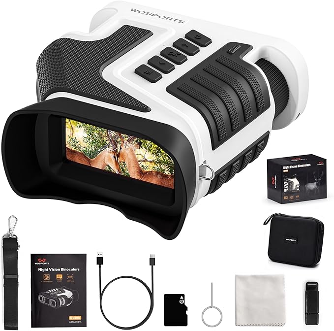 WOSPORTS 4K Night Vision Goggles – 1315FT Detection, Dual Zoom, Rechargeable by WOSPORTS