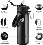 GOSWAG Insulated Sports Water Bottle, 24oz 2 Lids, Stainless Steel Water Bottles - Image 3