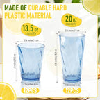 LemonRoad 24 Pack Reusable Plastic Drinking Glasses Set - 20oz & 13.5oz - Image 2