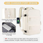 Beige Large Travel Backpack For Women Men Airline Approved Personal Item - Image 7
