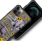 for iPhone 11 Pro Case, Cute Little Elephant Sunflower White Line Art Pattern - Image 5