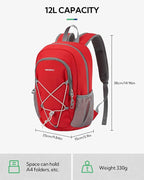 WATERFLY 12L Small Hiking Backpack: Day Pack Lightweight Travel Bag Camping - Image 2