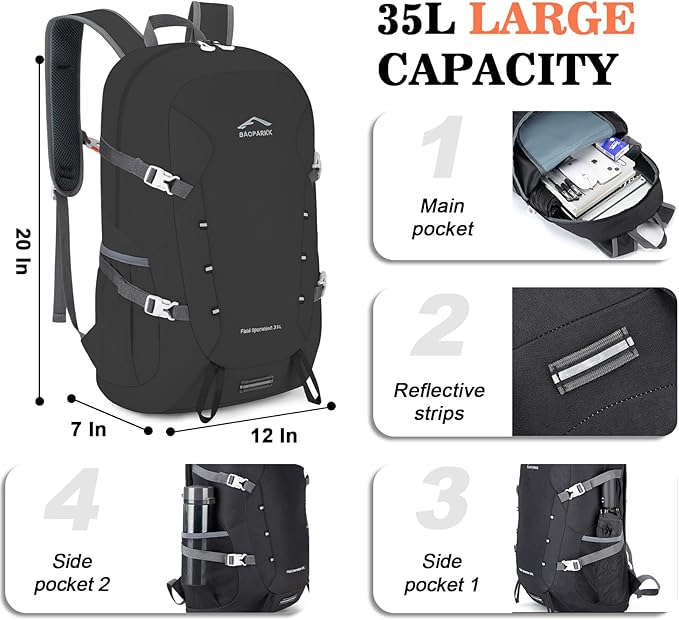 BAGPARKK Hiking Backpack, Large 35L Travel Backpacks - Image 3
