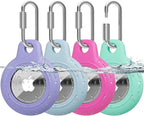 AirTag Holder with 304 Carabiner, 4 Pack IPX8 Waterproof Shockproof PC Hard Case by HOME