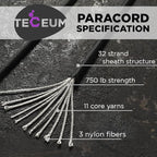 TECEUM 5/32" Paracord Rope 1000 – 1000ft / 200ft / 100ft / 50ft – Tactical - Image 2