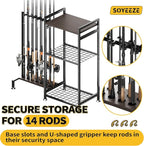 SOYEEZE Fishing Rod Holder for 14 Rods, Ground Stand Fishing Pole Holders for - Image 3