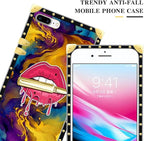 Compatible with iPhone 8 7 SE Case, Cool Corlorful Lip Marble Luxury Golden - Image 4