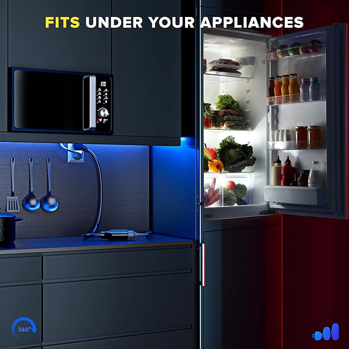 Maximm Cable 1 Foot 360° Rotating Flat Plug Extension Cord/Wire, 3 Prong - Image 7