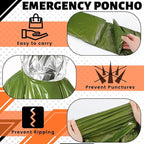 10 Pack Emergency Ponchos with Polyester Film Blanket Liner Waterproof - Image 4