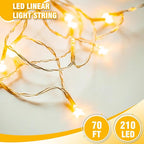 210 LEDs Warm White LED String Lights – 70FT Transparent Wire, Waterproof & - Image 7