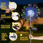 Solar Garden Lights Outdoor, 4 Pack 120 LED Twinkling Firework Lights Decorative - Image 6