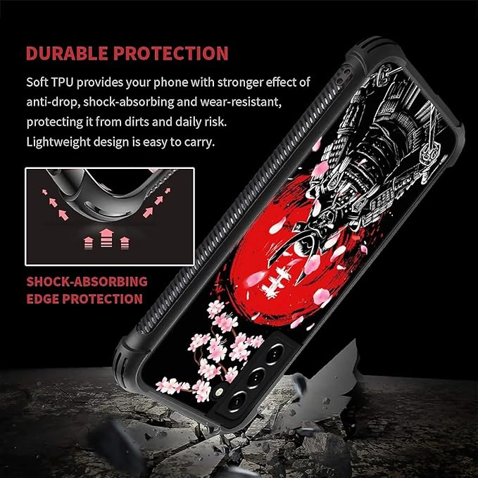for Samsung Galaxy S21 FE Case, Sakura Japanese Samurai Pattern Graphic Design - Image 2