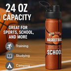 Basketball Water Bottle, 24 oz Insulated Stainless Steel Sports Bottle - Image 7